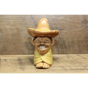 Rossware Vintage Stackable Salt Pepper Shaker Mexican Man Glazed Size Medium‎